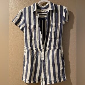 Pact Blue and White Striped Romper Size XS